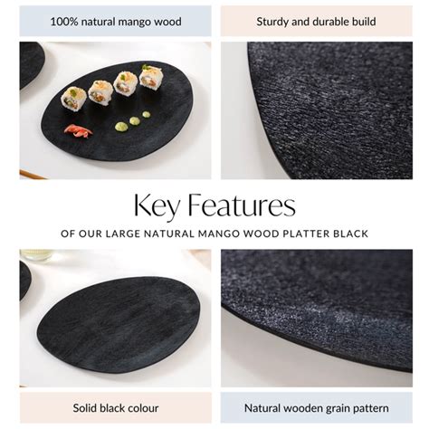 Large Natural Mango Wood Platter Black Online - Premium Platter | Nestasia