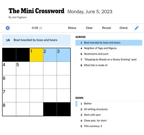 Mini Crossword Hint Today - Free Printable Crosswords