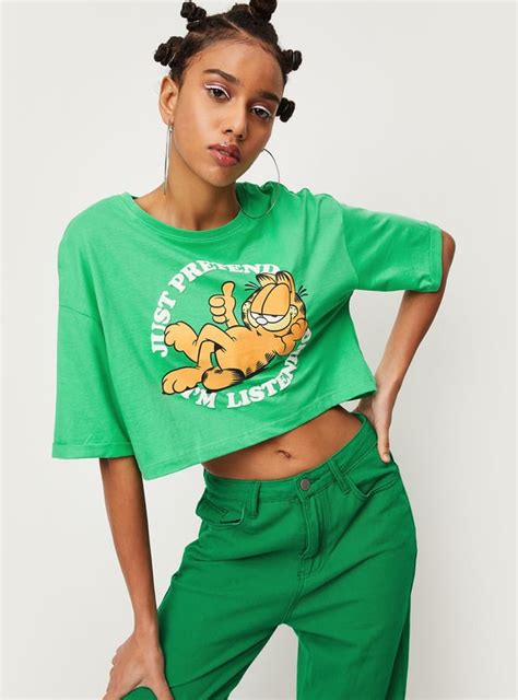Buy Women Garfield Printed Crop T-shirt Online at just Rs. 499.0 ...