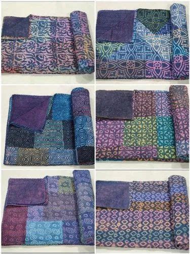 Cotton Kantha Quilt - Printed Kantha Bed Cover Exporter from Jaipur
