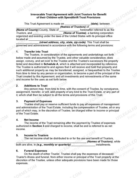 Irrevocable Trust Trusts With Beneficiaries | US Legal Forms