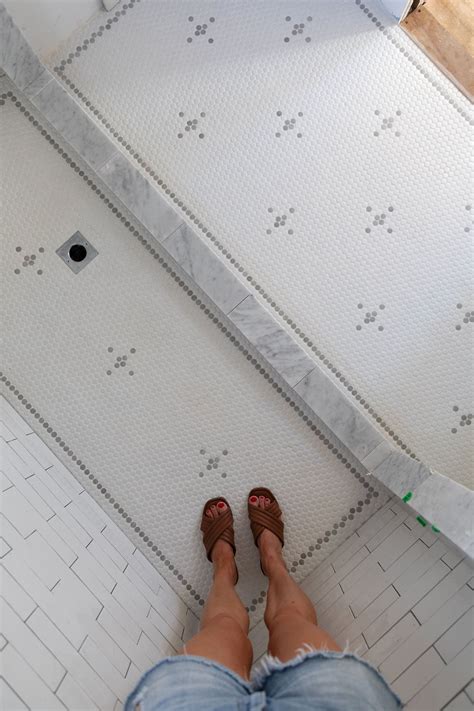 Our DIY Patterned Penny Tile Floor at the Poplar Cottage — The Grit and ...