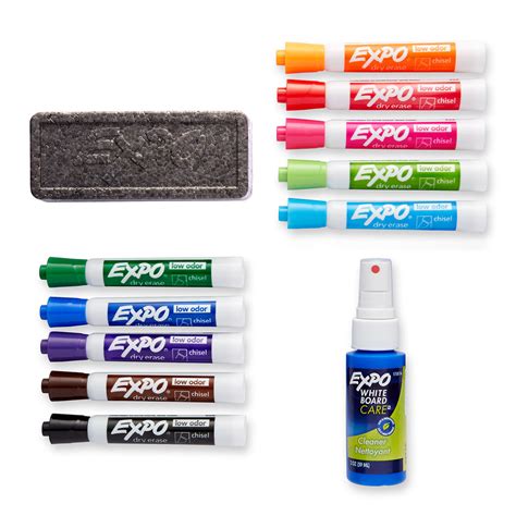 Expo Dry Erase Marker Set of 12 Markers, Eraser and Spray Cleaner
