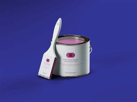 Free Paint Can & Brush Packaging Mockup (PSD)