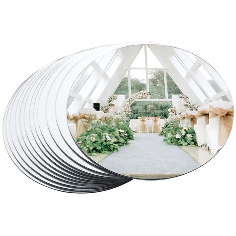 Buy mwellewm 12 Packs Round Mirror Centerpieces for Tables, Mirror Tray ...
