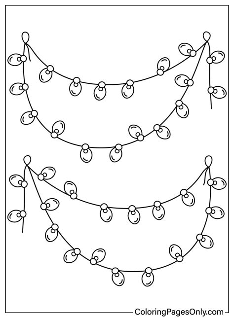 Christmas Lights Coloring Printable Pages Pattern Worksheet Tree Light ...