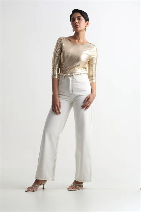 Long Sleeve Foil Scoop Neck Party Crop Top – Yuvakaa