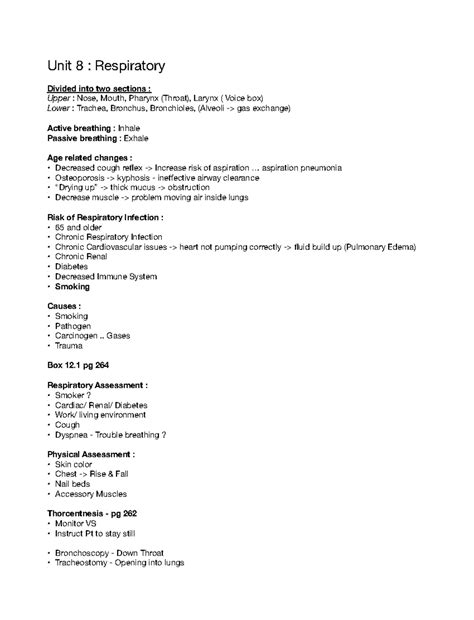 Respiratory - Medical Surgical - Unit 8 : Respiratory Divided into two ...