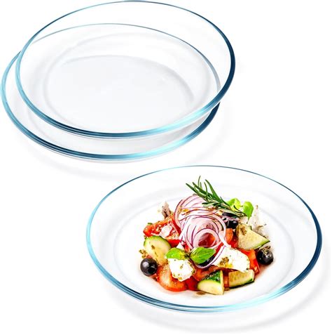 Amazon.com | NUTRIUPS 3 Pack 8 inch Glass Plates - with Lipped Edge ...