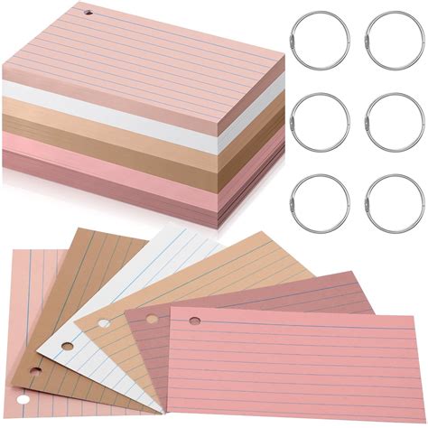 Epakh 300 Pieces Lined Index Cards 180 GSM Thick Flash Cards with Rings ...