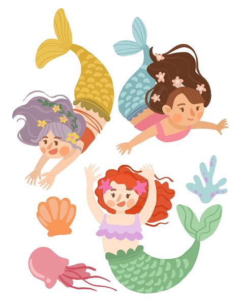 Mermaid Clipart - Mermaids Clip Art, Little, Sea, Ocean, Fish, Seaweed ...