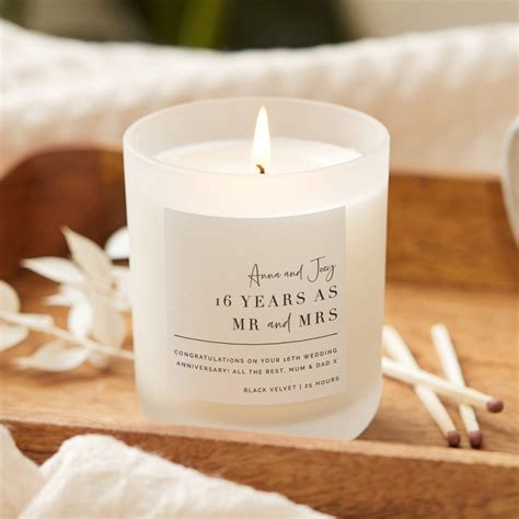 16th Wax Wedding Anniversary Gift Personalised Candle – Kindred Fires
