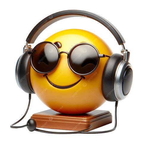 Happy Emoji Wearing A Headphone Realistic, Happy Emoji Wearing, Happy ...
