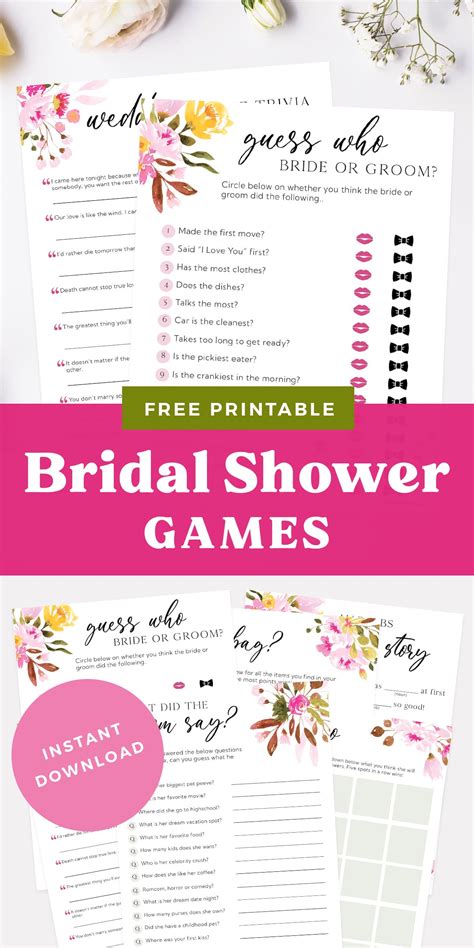 Bridle Shower Games Printable