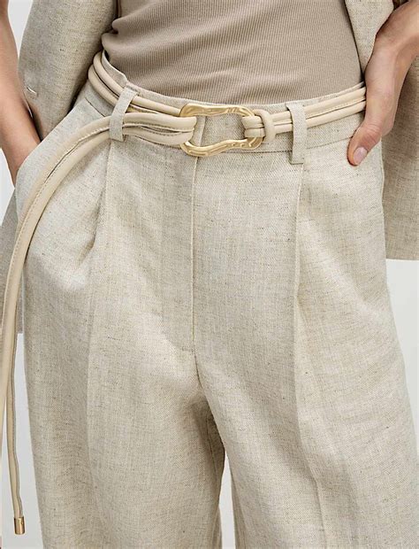 Buy Linen Blend Wide Leg Trousers at Marks & Spencer