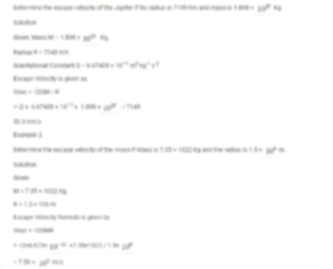Escape Velocity Formula 的图像结果