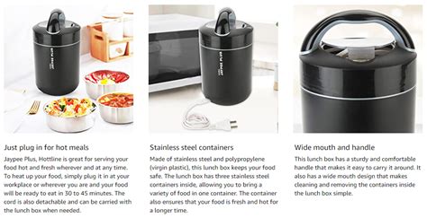 Jaypee plus, Hott line, Electric Lunch Box, 3 SS Container, Black