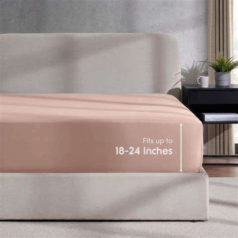 Amazon.com: Nestl Peach Beige Twin Fitted Sheet Kids, Extra Deep Pocket ...