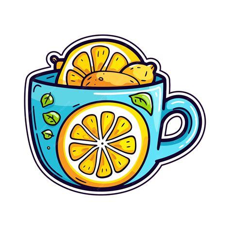 Premium Vector | 031 hot lemon water sticker cool colors kawaii clip art illustration