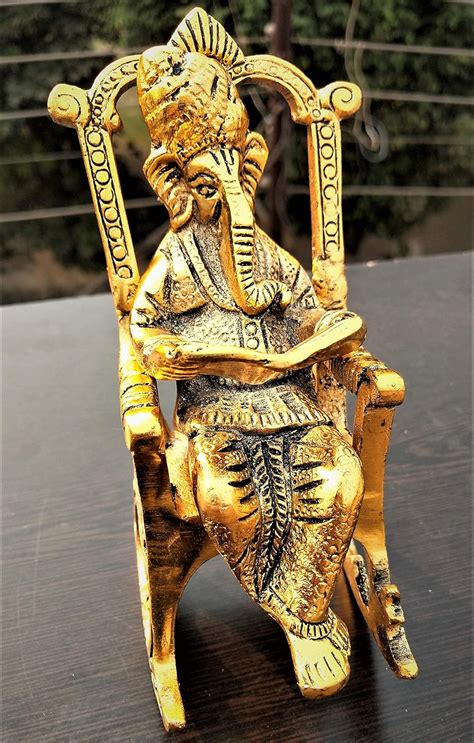 Buy Woomenzara Metal Lord Ganesh Reading Ramayana Statue God Ganesha ...