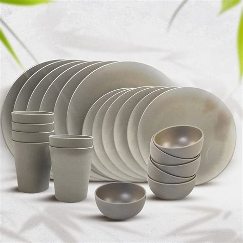 Bamboo Fibre Dinner Set | 24pcs Set | Cement Design