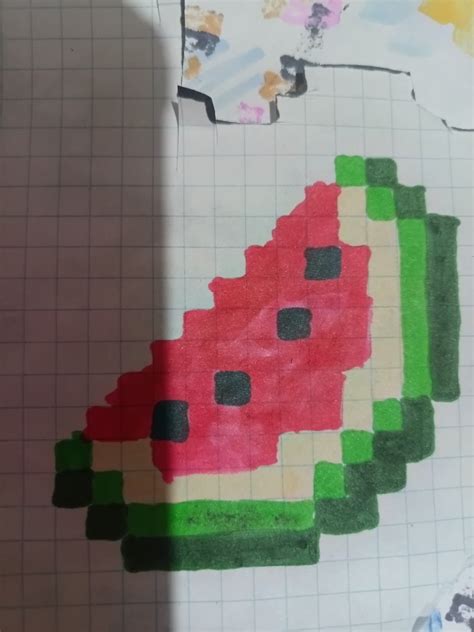 Minecraft Melon Slice Kandi Pattern | Pixel art pattern, Minecraft ...