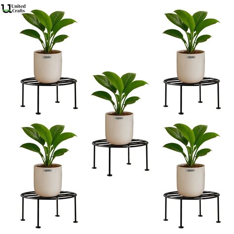 UnitedCrafts Dion Round Pot Stand/High-Quality Stands (Black)