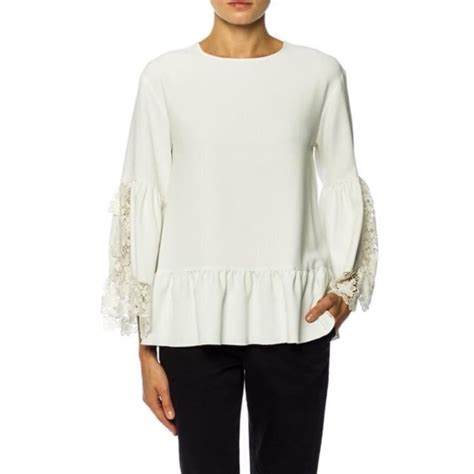 See by Chloe Lace Bell Sleeve Peplum Blouse Top in Misty Ivory Size 42 ...