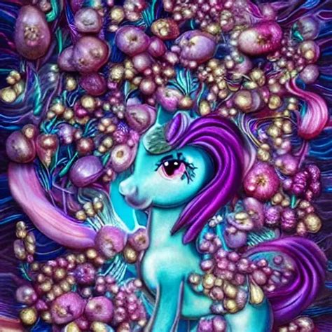 Shiny Pink Blue rainbow Pony Large blooming ((irides... | OpenArt