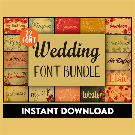 Wedding Font Bundle: Romantic Calligraphy Script (22 Fonts) (OTF, TTF ...