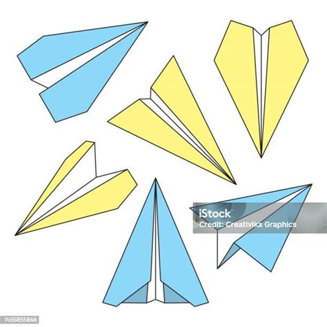 Paper Plane Thin Line Symbols Set Paper Origami Airplanes Stock ...
