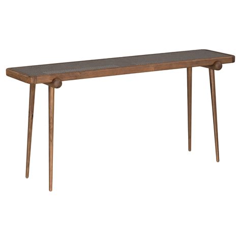 Customizable Walnut Console Table with Cane and Glass Top - Plot ...