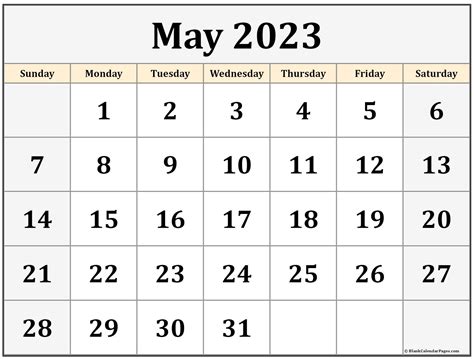 May 2023 Calendar Printable Word - Printable Word Searches