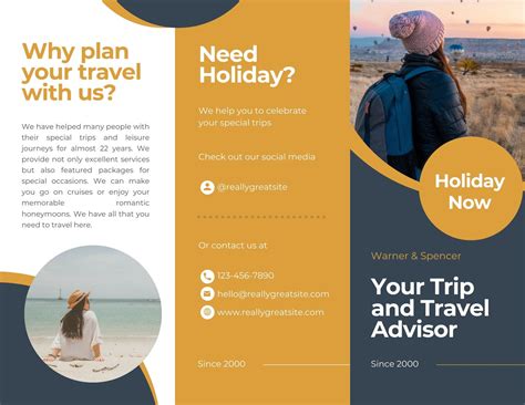 Green Photo Centric Trifold Travel Brochure Idea - Venngage Brochure ...