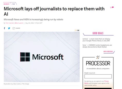 你看到的可能是电脑生成的新闻，微软正在用Ai逐渐取代记者