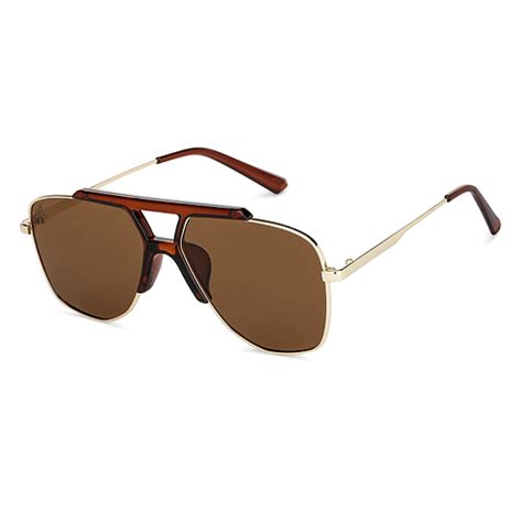 Buy Gold Brown Solid Full Rim Aviator Vincent Chase Polarized The Metal ...