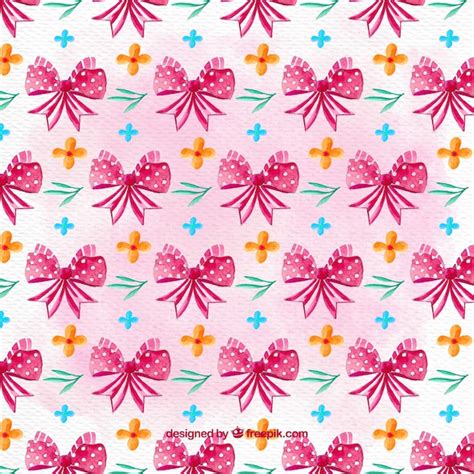Decorative pattern with pink ribbons and flowers | Free Vector