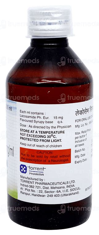 Lacosam 15 Mg Syrup 200 Ml - Uses, Side Effects, Dosage, Price | Truemeds