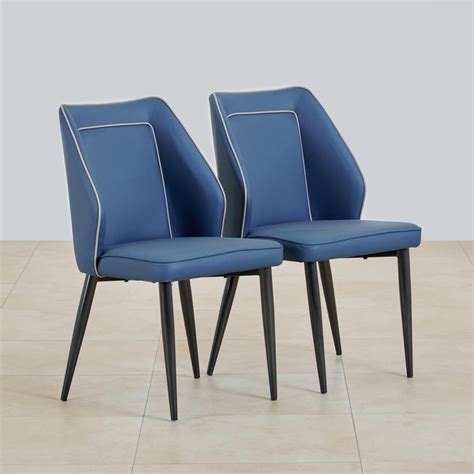 Buy Marcello Set of 2 Faux Leather Dining Chairs - Blue from Home ...