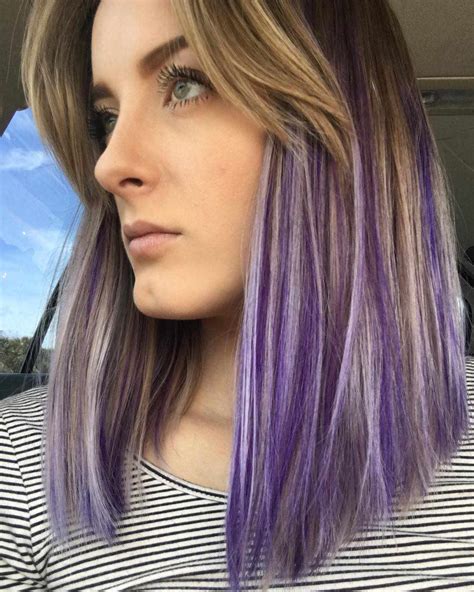 Blue And Purple Streaks In Brown Hair