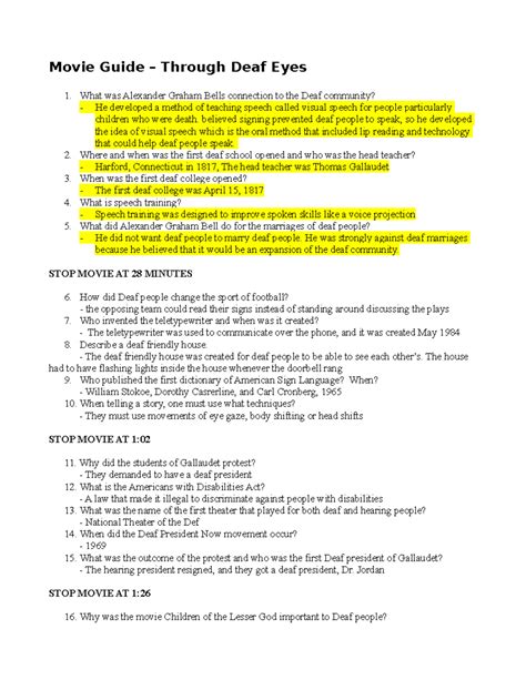 Through Deaf Eyes Questions - Movie Guide – Through Deaf Eyes What was ...
