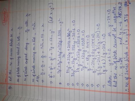 out of a number of saras birds, one fourth of the number are moving ...