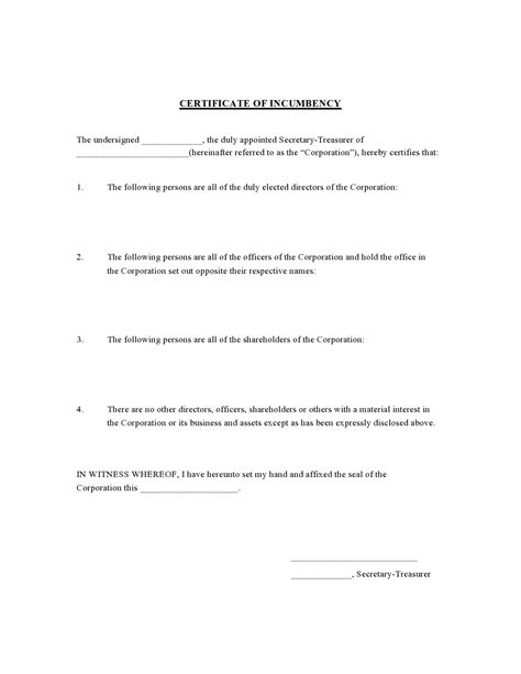 50 Best Certificate of Incumbency Samples (Free) ᐅ TemplateLab