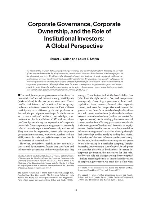 Jaf2003 13 2 1 - Role of institutional investors - 4 Corporate ...