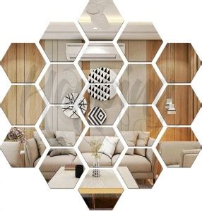 HAPPINY Hexagon mirror wall stickers, acrylic mirror wall decor sticker ...
