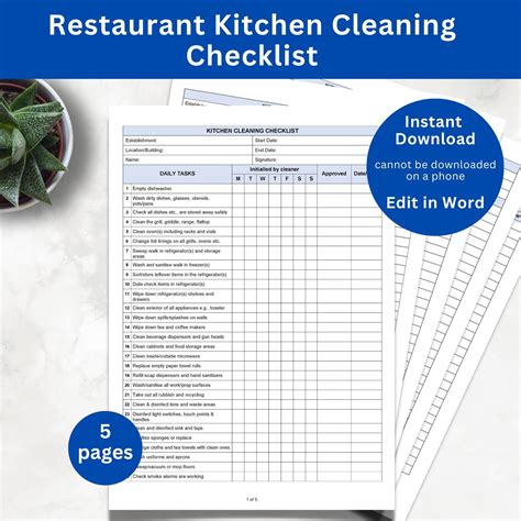 Restaurant Kitchen Checklist 的图像结果