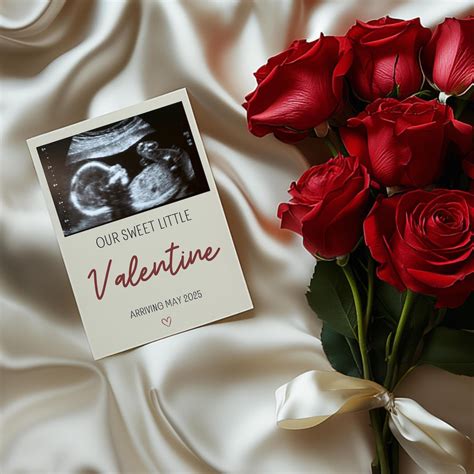 Valentines Day Baby Announcement Digital, Simple Minimalist Pregnancy ...