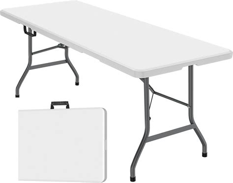 DreamyTrendy 6ft Plastic Folding Table, Portable Heavy Duty Dining ...