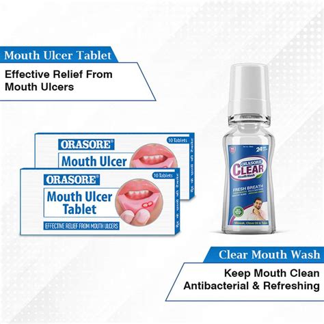 Orasore Combo Pack of Mouth Ulcer Tablets(10) with Free Pen and Clear ...