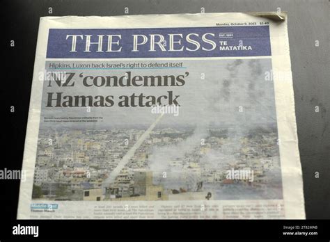 Christchurch, New Zealand, October 9, 2023: Headlines in The Press for ...